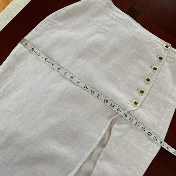 Vintage Linen Pencil Skirt With Button Hip & Slit - Picture 6 of 7